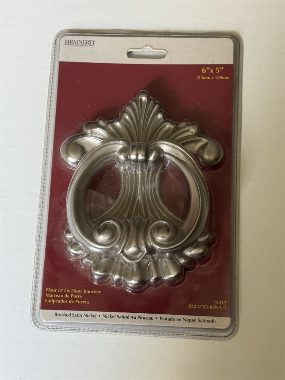 Brainerd Fleur De Lis Door Knocker 75312 Brushed Satin Nickel Silver 6"X5" New